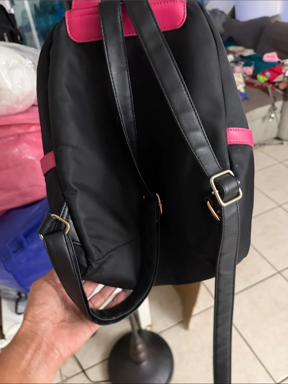 Women’s Black Backpack with Pink Trim